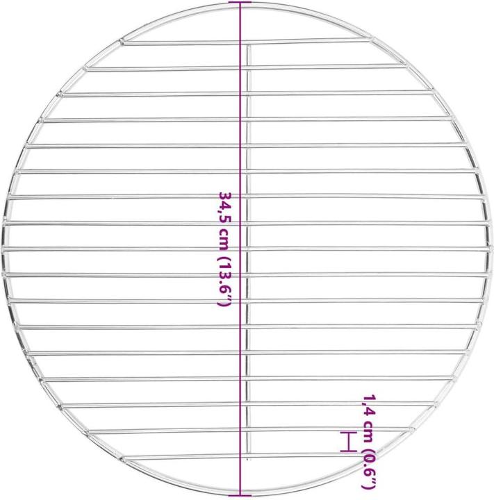 Actual product image vidaXL Grill grate round Ø34.5 cm 304 stainless steel