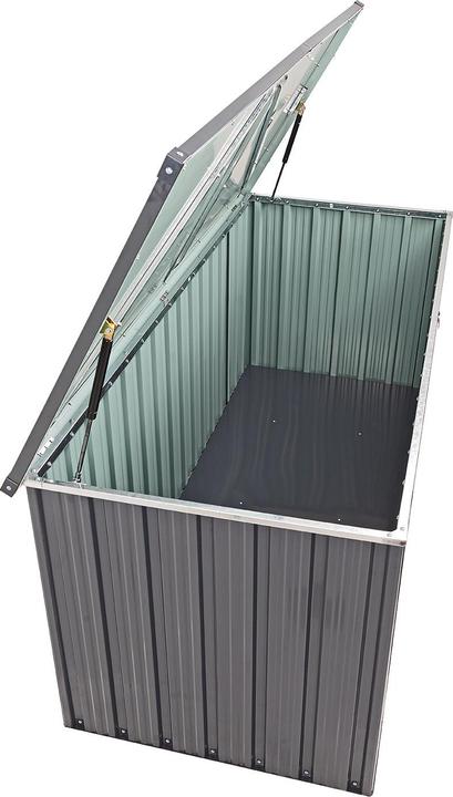 Produktbild Dema Metall Garten Gerätebox Auflagenbox Aufbewahrungsbox Truhe 770 L anthrazit weiss