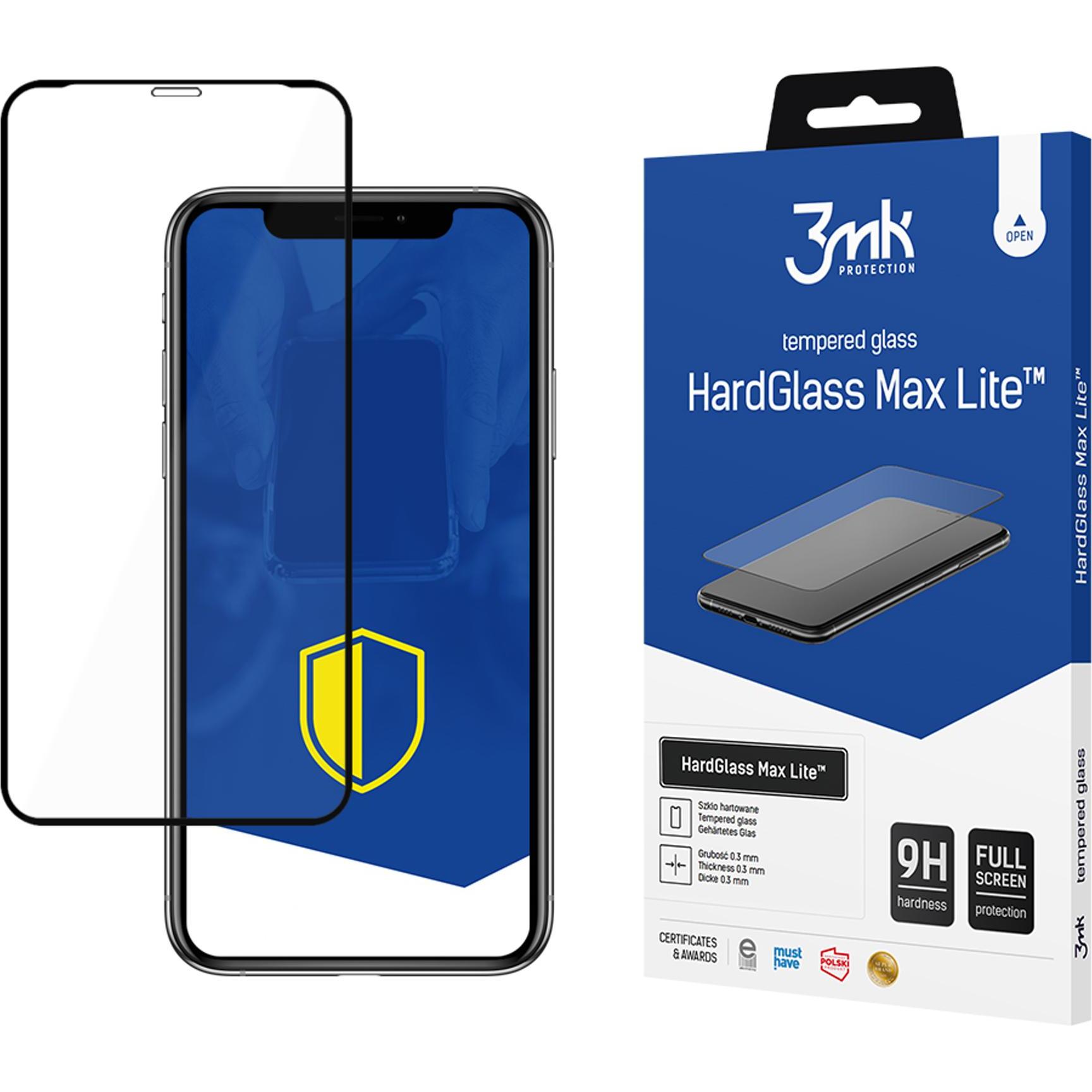 3MK HardGlass Max Lite for iPhone 11 Pro Max black frame (1 Stück, Apple iPhone 11 Pro Max), Smartphone Schutzfolie, Tra...