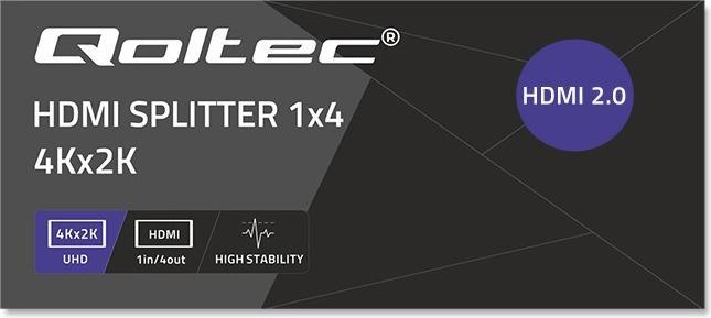 Actual product image Qoltec 51799 Active HDMI splitter 4 x HDMI 4K x 2K | 6 Gbit/s | 60Hz