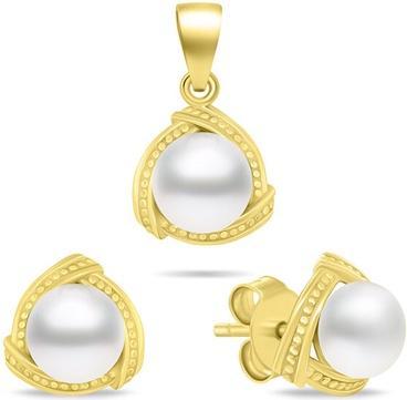 Image du produit Brilio Silver - Gold Plated Genuine Pearl Jewelry Set SET268Y (Earrings. Pendant)