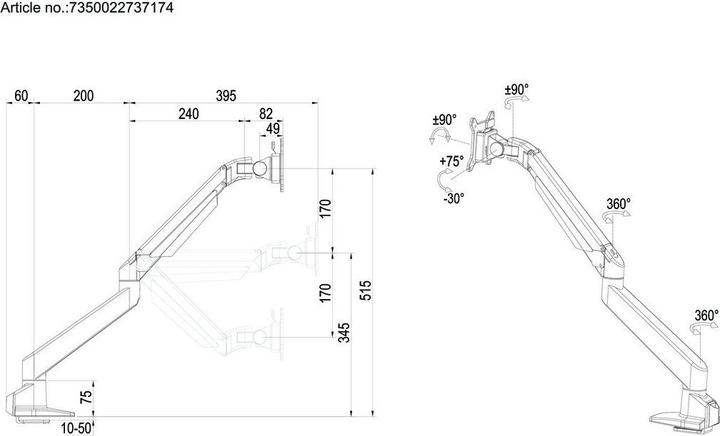 Image du produit Multibrackets Bras de contrôle unique (Tables, 32", 10 kg)
