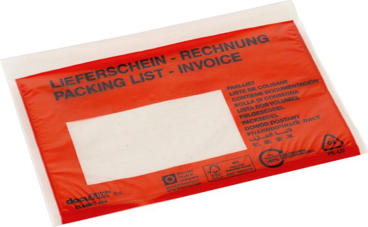 Docufix 500 ® CLASSIC delivery note pockets eco plastic DIN C5 (C5, 500 Piece)