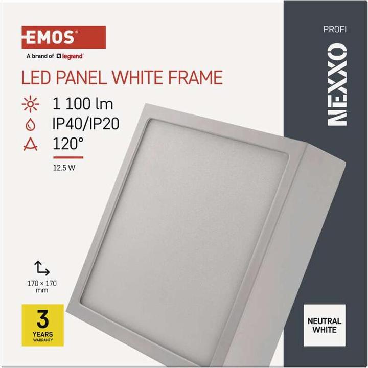 Actual product image Emos Surface-mounted LED light NEXXO, square, white, 12.5W,Neutral white (1100 lm)