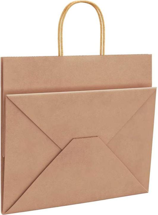 Produktbild vidaXL Kraftpapiertüten 250 Stk. mit Henkel Braun 32x22x28 cm Papiertüte (Geschenktüte, 250 x)