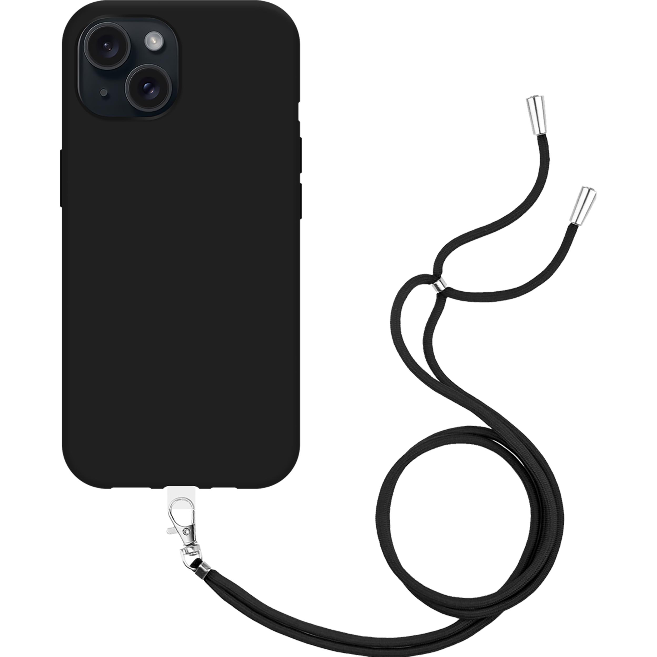 Thumbnail - Cazy Handykette Hülle Kompatibel mit iPhone 15 - Silikon Handyhülle mit Band Necklace Hülle -, Handykette, Schwarz