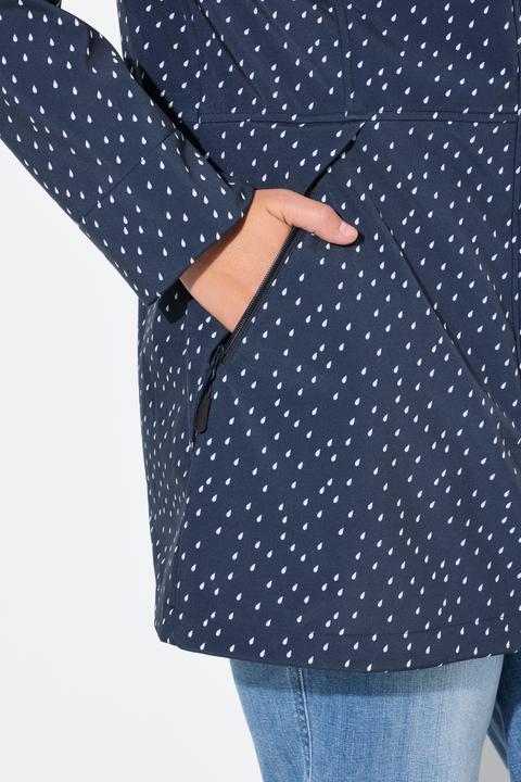 Image du produit Ulla Popken Veste longue Softshell imperméable, avec capuche, motif gouttes de pluie (46, 48)