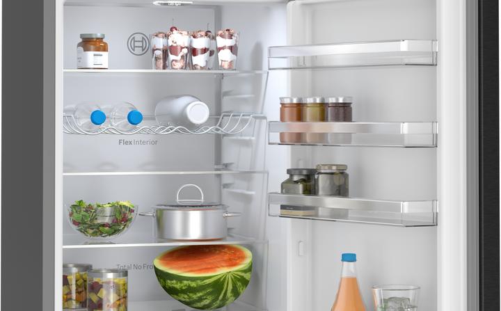 Produktbild Bosch Hausgeräte Series 4, free-standing fridge-freezer with freezer at bottom, 203 x 60 cm, Black stainless steel, M (363 l)