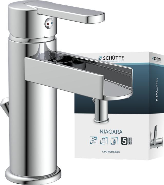 Actual product image Schütte Bathroom tap NIAGARA basin mixer chrome waterfall single lever mixer 26110