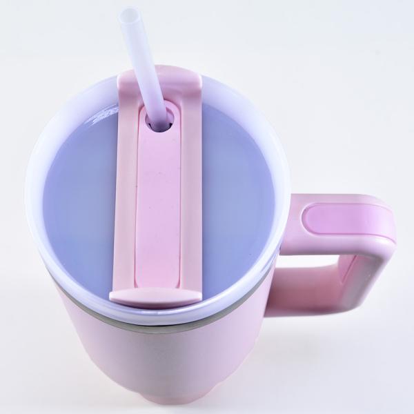 Produktbild Kögler Thermo Kaffee Henkel Becher aus Edelstahl, mit Strohhalm, rosa, 1200ml (1200 ml, 1 x)