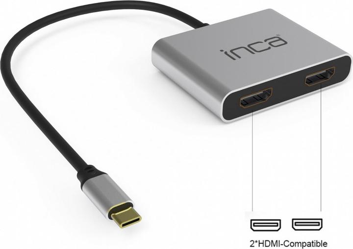 Actual product image Inca Adapter ITPC-4THubX4 2HDMI 4K 30Hz,4 in 1 USB Type C (HDMI, USB 2.0, USB-C)