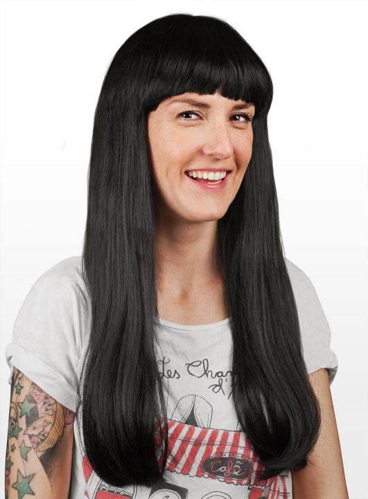 Actual product image Maskworld Langhaarperücke schwarz mit Pony
