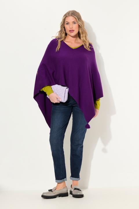Actual product image Ulla Popken Knit Pointed Hem Poncho (58, 60, 62)
