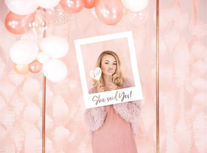 Immagine prodotto Partydeco Accessorio del partito Photo Booth Wedding Set 12 pezzi, oro rosa (12 Pezzo/i)
