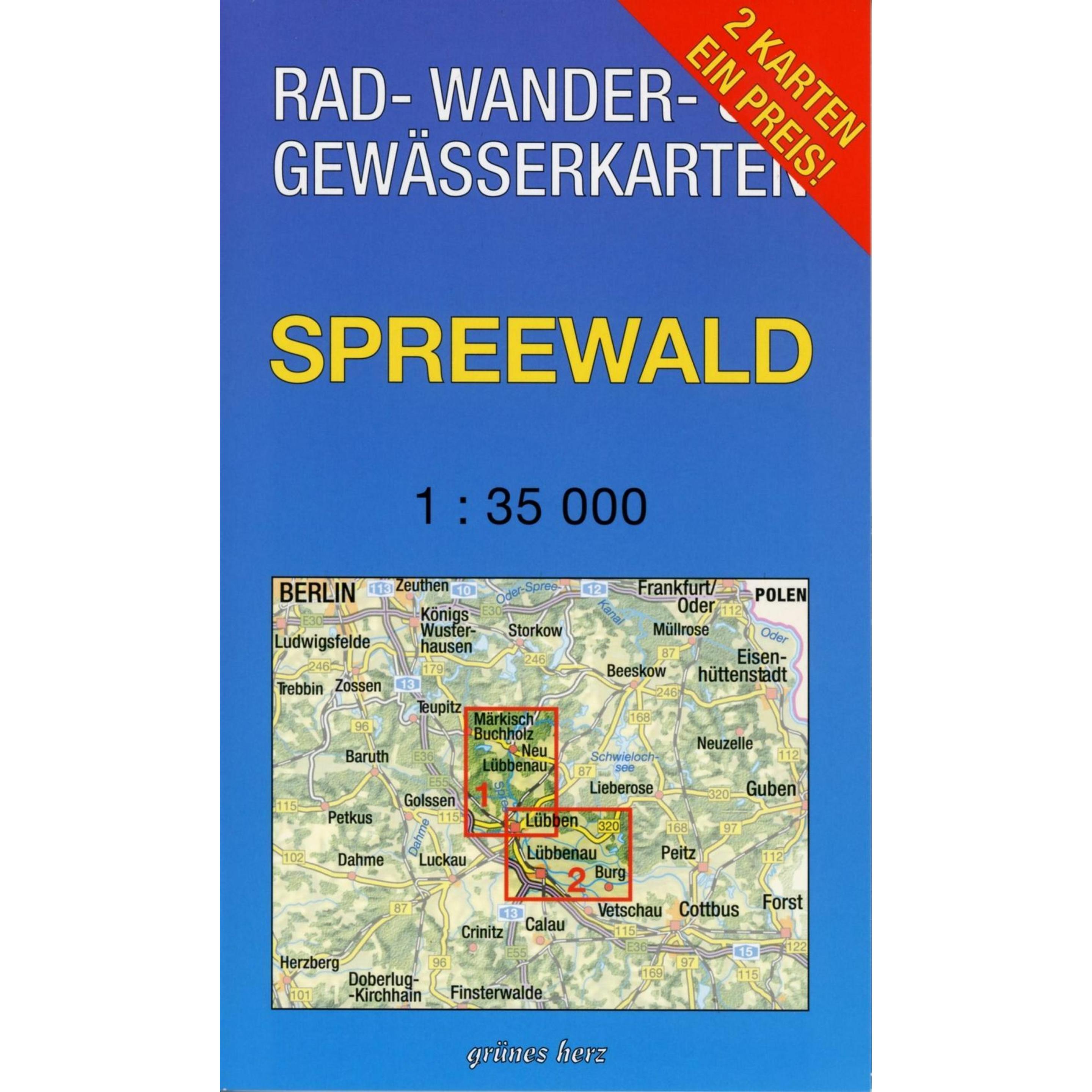 Grünes Herz Spreewald 1 : 35 000 Rad-, Wander- und Gewässerkarten-Set: Mit den Karten: "Oberspreewald" und "Unte (35195579)