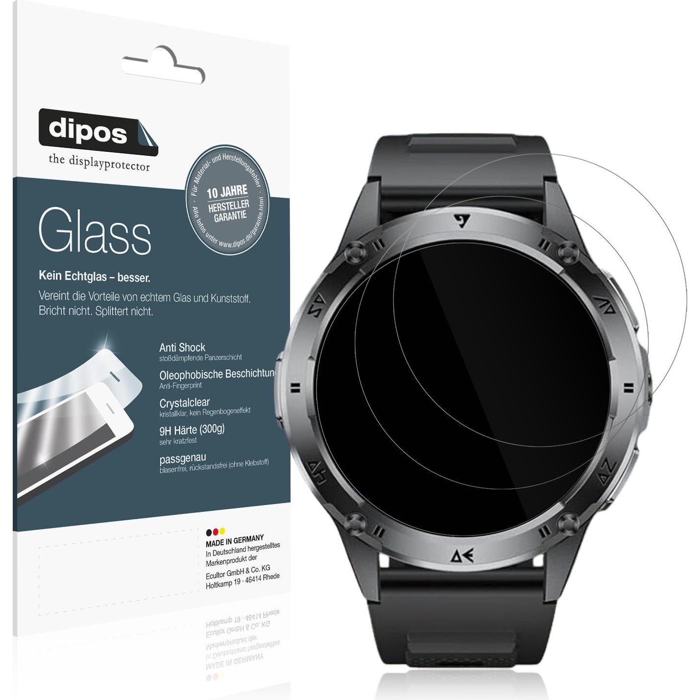 Dipos Anti-Shock Displayschutz 9H, Smartwatch Schutzfolie, Transparent