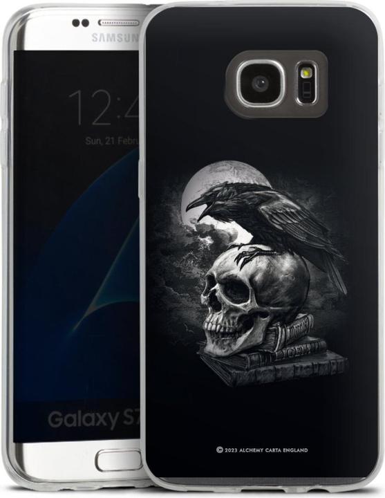 Actual product image DeinDesign Slim Case für Samsung Galaxy S7 Edge Silikon Hülle Ultra Dünn Handyhülle Rabe Schädel Totenköpfe (Samsung Galaxy S7 Edge)
