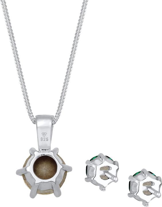 Actual product image Elli Jewellery set crystals solitaire necklace ear studs 925 silver (925 sterling silver)