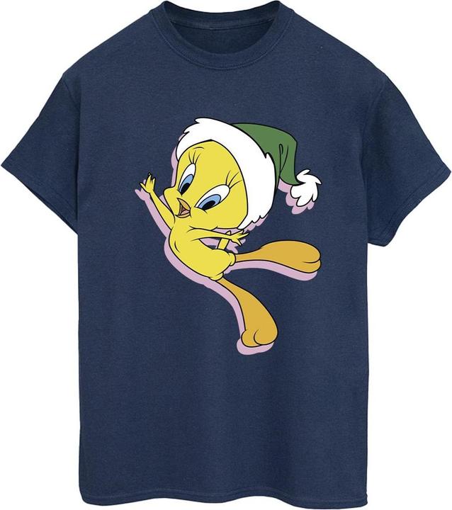 Actual product image Looney Tunes Womens/Ladies Tweety Christmas Hat Cotton Boyfriend T-Shirt (5XL)