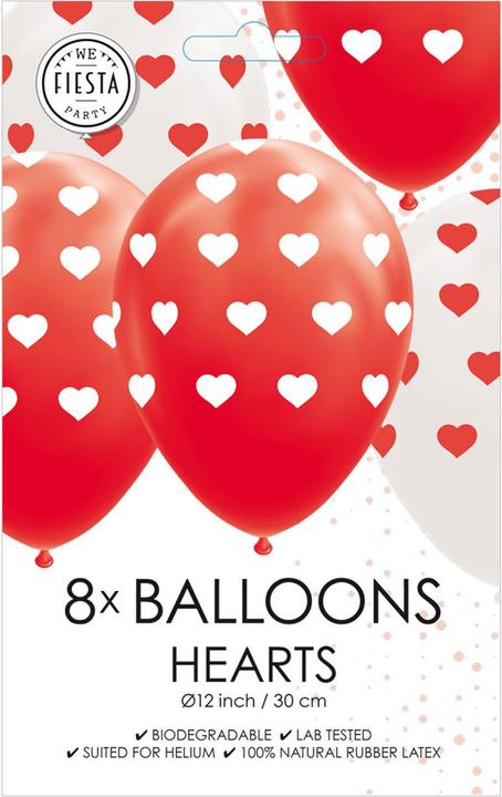 Produktbild Globos Europe Luftballons Herzen Rot/Weiss 30cm, 8St. (8 x)