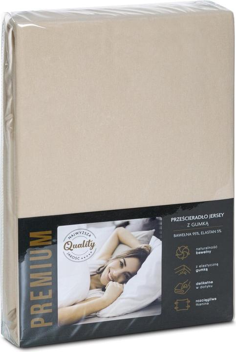 Produktbild Eurofirany Jersey -Blatt mit 90x200 cm elastischer Baumwolle beige Farbe 190 g/m2 Eurofirana Prämie (90 x 200 cm)