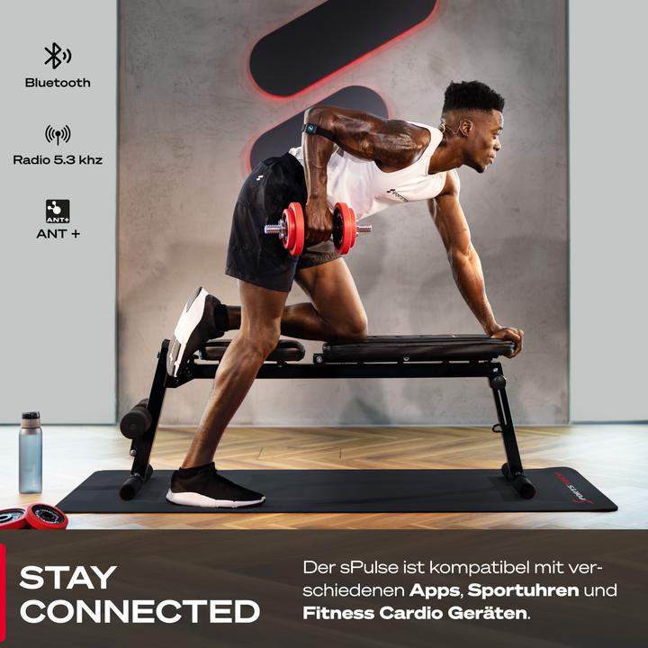 Produktbild Sportstech Herzfrequenzmesser sPulse Pulsmesser mit Armband per Bluetooth & Sensor LED | Smart HRM Pulsuhr ohne
