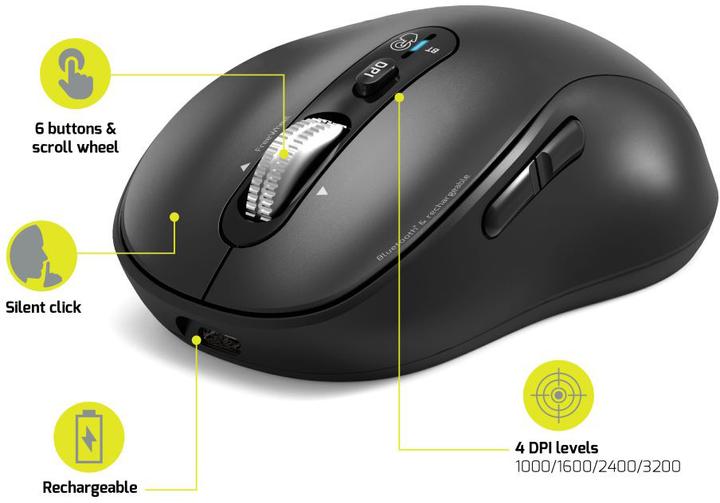 Actual product image Port Designs Mouse Rechargeable Bluetooth Pro - Bulk (Wireless)
