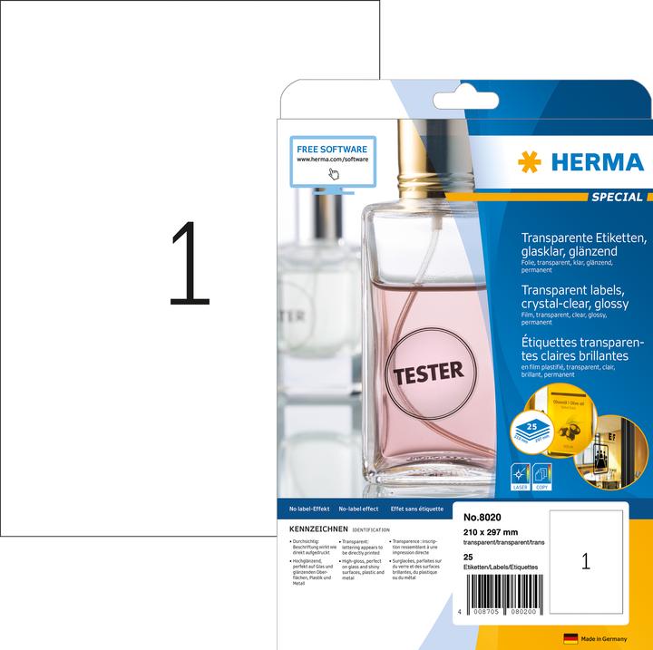Produktbild HERMA Transparente Etiketten A4