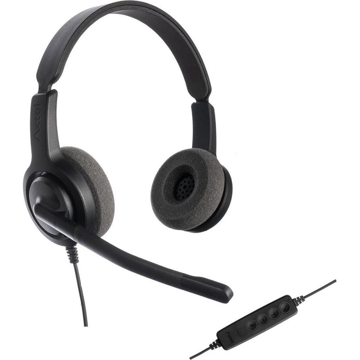 Axtel Stem UC28 duo NC (Bedraad, USB-A), Kantoorheadset, Zwart