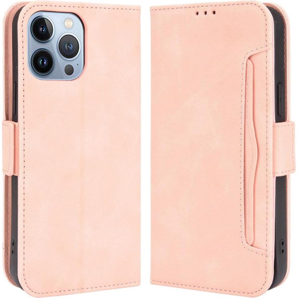 Cover-Discount iPhone 14 Pro - Etui mit vielen Kartenfächer rosa (Apple iPhone 14 Pro), Smartphone Hülle, Rosa