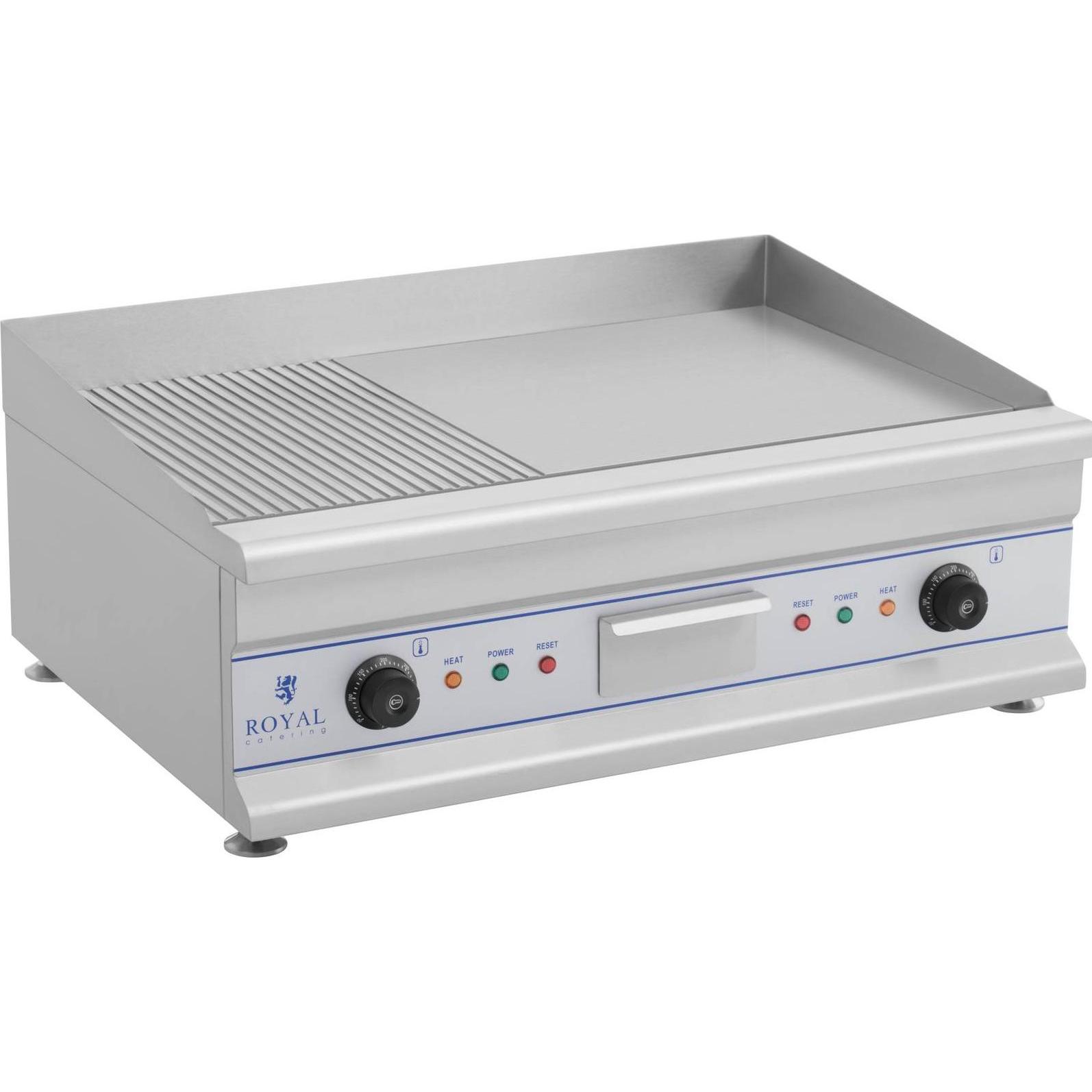 Thumbnail - Royal Catering, Elektrogrill, Elektro Grillplatte Griddleplatte Griddle Bräter Grill 75cm geriffelt 2 x 3200 W (0.01 kW)