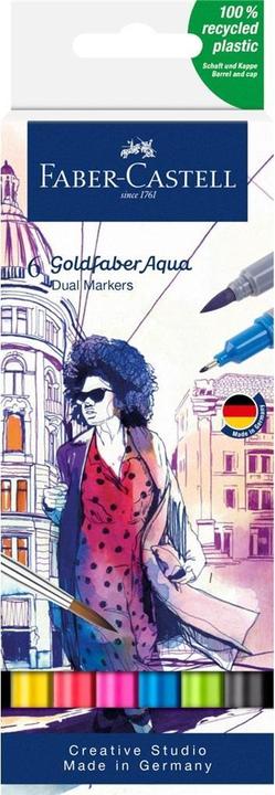 Produktbild Faber-Castell GOFA AQUA DUAL MARKER - Farbstoffmarker (Mehrfarbig, 0.40 mm, 6 x)