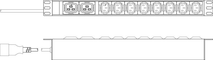 Actual product image Digitus Socket Strip with Aluminum Profile, 10-way, 2 m cable IEC C20 plug