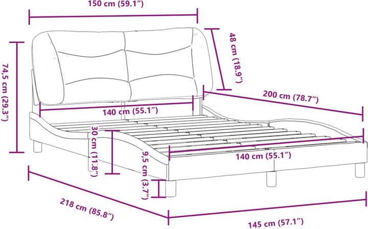 Produktbild vidaXL Bettgestell (140 x 200 cm)
