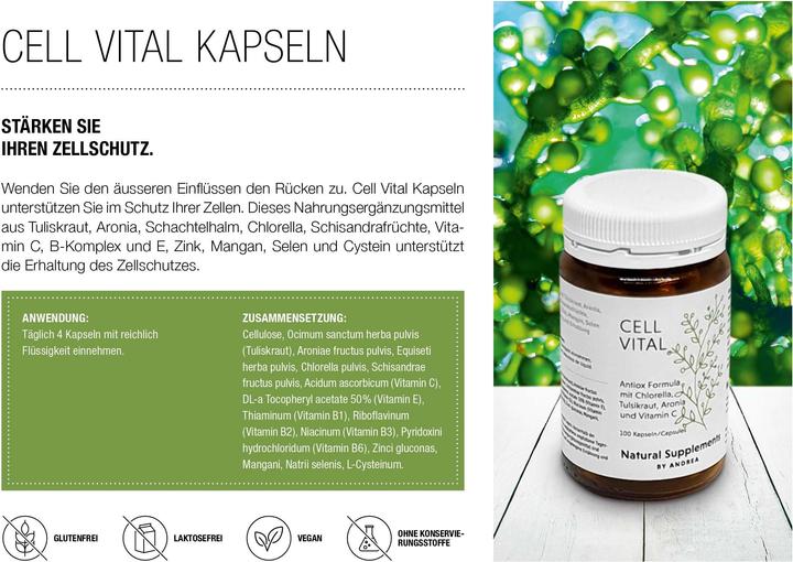 Actual product image Natural Supplements by Andrea Cell Vital (100 Piece, Capsules, 161 g)
