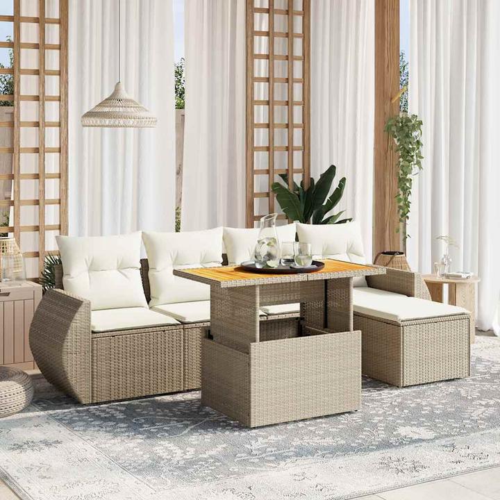 Actual product image vidaXL Garden furniture Sofa set Garden set 6-piece garden set Beige