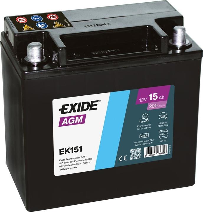 Actual product image Exide Start-Stop Aux. (12 V, 15 Ah, 200 A)