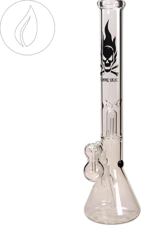 Black Leaf Bong Ice Percolator FLAMING SKULL