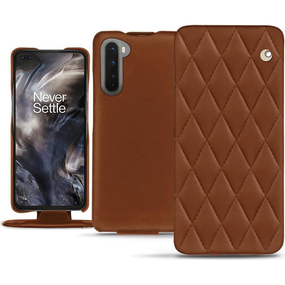 Noreve Lederschutzhülle vertikal (OnePlus Nord), Smartphone Hülle, Braun