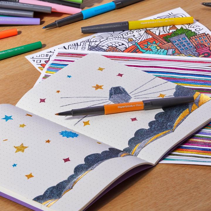 Immagine prodotto Paper Mate penne con punta in fibra Flair 6s METALLIC M (Multicolore, 6 x)