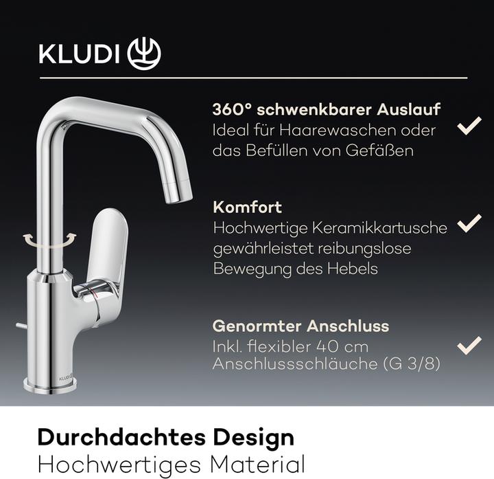 Image du produit Kludi X1 Mitigeur de lavabo avec commande latérale, avec vidage