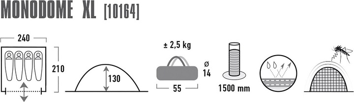 Produktbild High Peak Monodome XL (Kuppelzelt, 2.50 kg, 4 Personen)