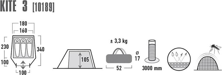 Produktbild High Peak Kite 3 (Tunnelzelt, 3.30 kg, 3 Personen)