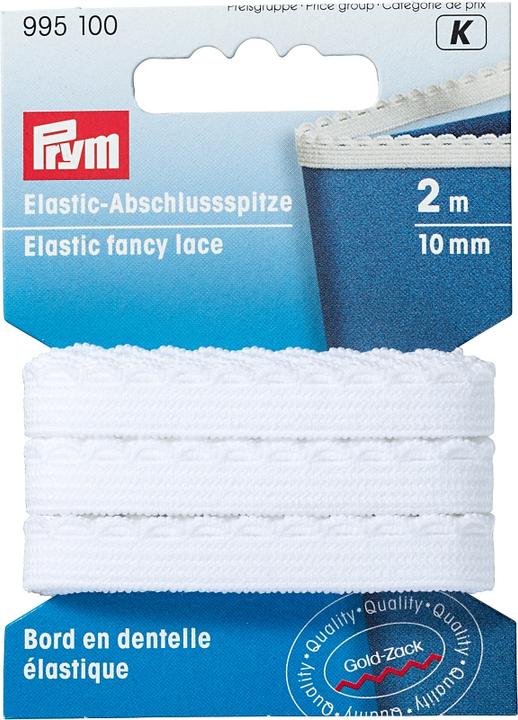 Actual product image Prym Elastic end tip, white 10 mm, card 2 m