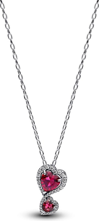 Produktbild Pandora Necklace with Pendant Red Halo Heart (Zirkonia)
