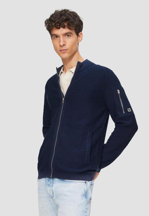 Produktbild s.Oliver Strickjacke Strickjacke mit Flammgarnstruktur und Stehkragen (M)