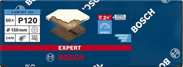 Actual product image Bosch Professional Zubehör Expert C470 Sandpaper multi-hole for random orbital sander, 150 mm, G 120, 50 pcs. (120)
