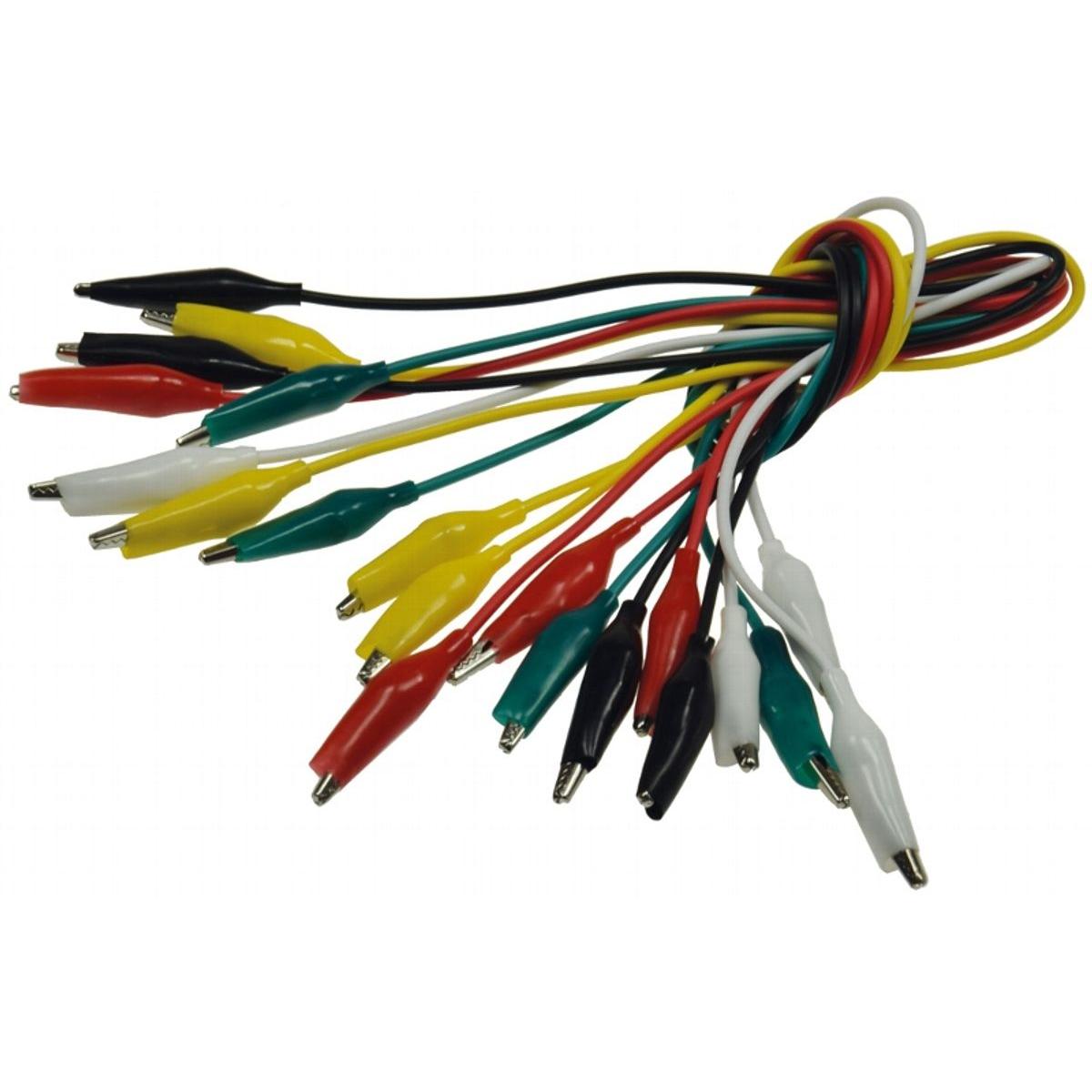 König Design, Messleitung, Prüfkabel Set mit Kroko Klemmen Krokoklemme Kabel je 45cm verschiede Farben 10 tlg