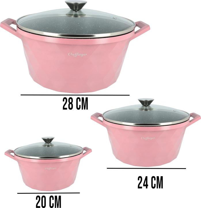 Actual product image Cheffinger 10-teiliges Küchenset mit Diamantmuster (28 cm, Pan set + pot set)
