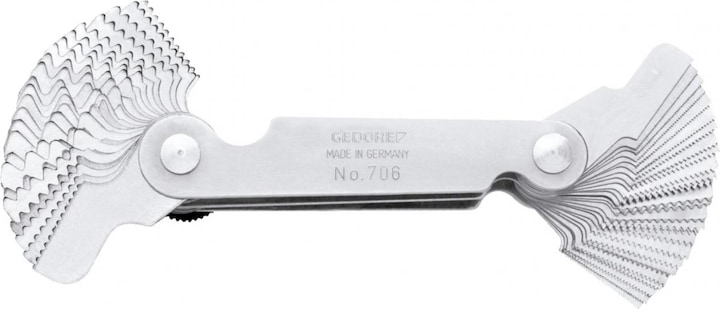 Actual product image Gedore Thread gauge, 52 blades, For metric and Whitworth threads, Easy to read sizes (7 cm)